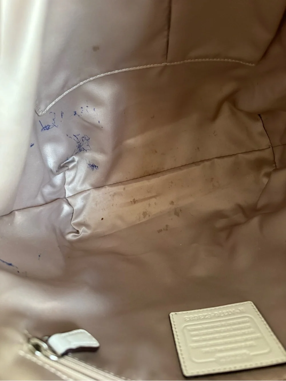 Coach Pink and Tan Leather Tote with White Trim
